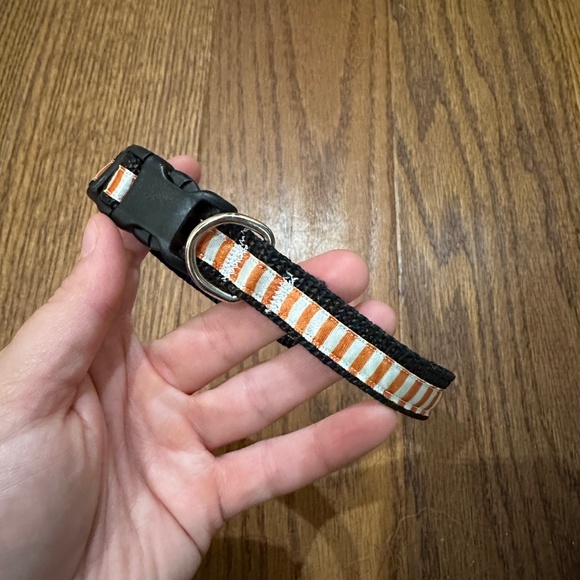 Handmade Halloween Orange Black Holiday Dog Collar 8.5 inch-13 inch Size M - Picture 1 of 4